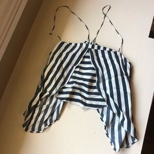 KAELEN blue and White striped cami